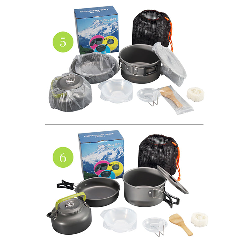 HALIN DS-308 Portable Handle Pan Camping Pot Cookware Set for 2-3 People (No FDA BPA-Free) HALIN DS-308 Portable Handle Pan Camping Pot Cookware Set for 2-3 People (No FDA BPA-Free)